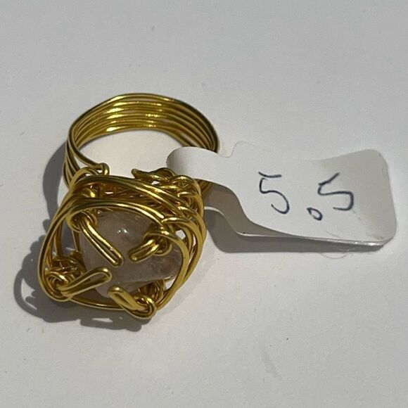 ✨ ROSE QUARTZ WIREWRAPPED NATURAL GEMSTONE CHUNKY RING ✨ - Picture 2 of 6